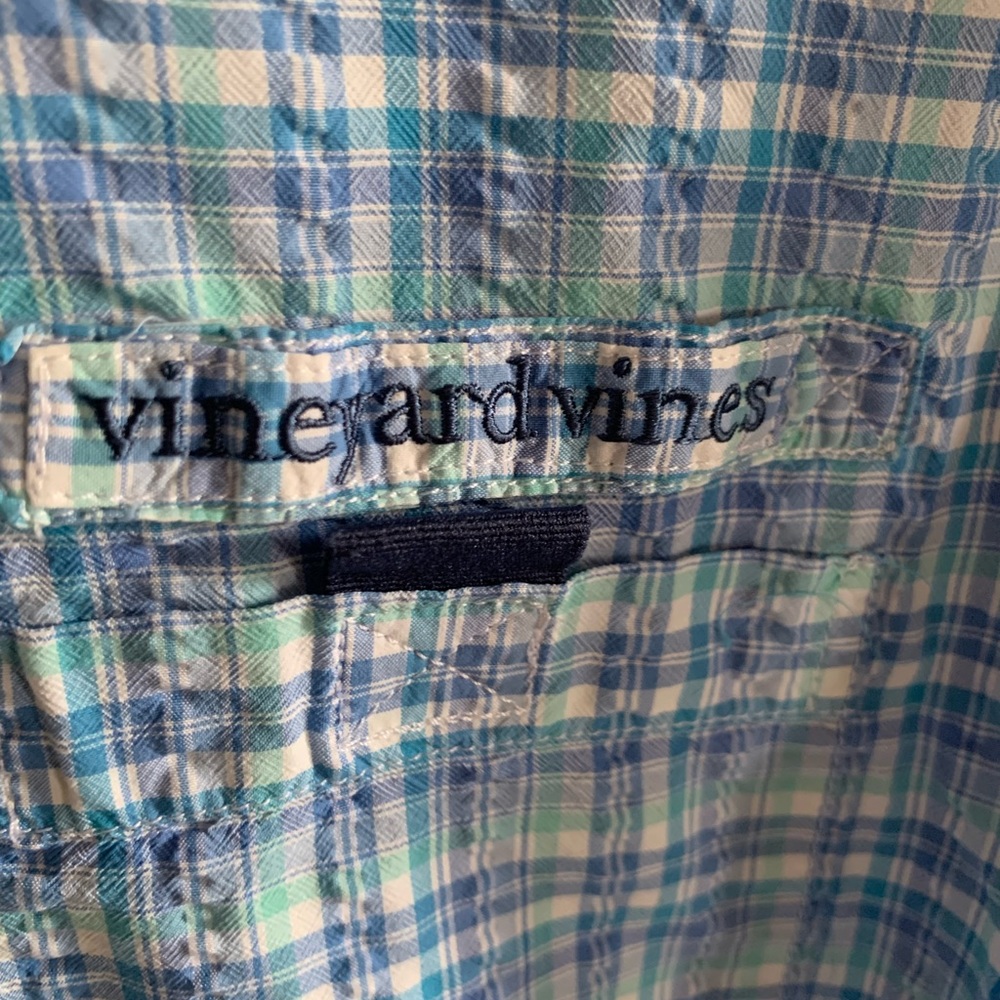 Large Vineyard Vines , blue and green striped , Button down shirt - Picture 3 of 5